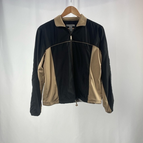 Oleg Cassini Sport Track Jacket and Pants Set in Black Tan Size Petite M/L - Picture 5 of 16
